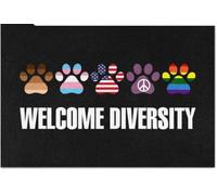 paillasson Exterieur Entree Paillasson « Patte de Chien » - Cadeau d'anniversaire « Bienvenue à la diversité »