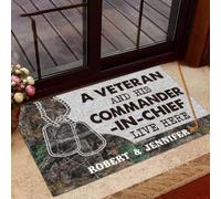 paillasson Exterieur Entree Paillasson « Un vétéran et Son Commandant en Chef vivent Ici »
