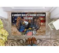 paillasson Exterieur Entree Paillasson « Un Vieux vétéran Grincheux des Marines américains VIT Ici »