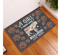 paillasson Exterieur Entree Paillasson « Une Fille Qui Aime Les bouledogues VIT Ici » pour Amoureux des Chiens