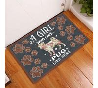 paillasson Exterieur Entree Paillasson « Une Fille Qui Aime Les carlins VIT Ici » pour Amoureux des Chiens