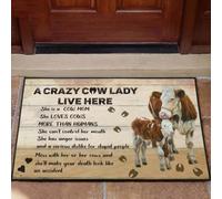 paillasson Exterieur Entree Paillasson Vache - Une Vache Folle VIT Ici - Cadeau pour Les Amoureux des Vaches