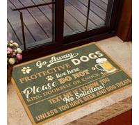 paillasson Exterieur Entree Paillasson Vintage Humoristique « Chiens protecteurs, partez ! Ici VIT ! »