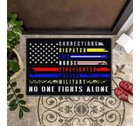 paillasson Exterieur Entree Personne ne Combat Seul. Police, Pompiers, infirmières, Services d'urgence, répartiteurs, Militaires, États-Unis. Paillasson.