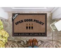 paillasson Exterieur Entree Politique de Porte Ouverte. Apportez Votre bière, on Vous ouvre la Porte. Paillasson pour Les Amateurs de bière.