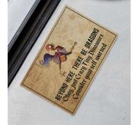 paillasson Exterieur Entree Poulet Au-delà d'ici, il y a des Dragons OK Juste Un Petit Dinosaure Fou Vous êtes prévenus Paillasson