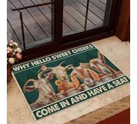 paillasson Exterieur Entree Pourquoi Hello Sweet Cheeks Goat Entrez et asseyez-Vous Tapis de Bienvenue Facile à Nettoyer