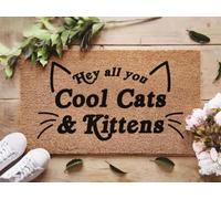 paillasson Exterieur Entree Salut à Tous Les Chats et Chatons Cool ! Tapis de Porte Humoristique, Cadeau de Bienvenue pour Amis et Famille