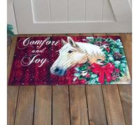 paillasson Exterieur Entree Tapis de Bienvenue Comfort and Joy Horse Facile à Nettoyer
