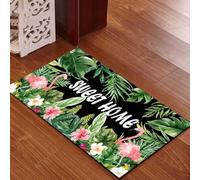 paillasson Exterieur Entree Tapis de Bienvenue Flamingo Tropical Facile à Nettoyer