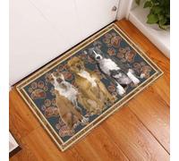 paillasson Exterieur Entree Tapis de Porte American Pit Bull Terrier à Motif de Pattes Fleuries