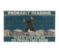 paillasson Exterieur Entree Tapis de Porte « Bouledogue français en Train de Lire, Veuillez Patienter » - Cadeau pour Les Amoureux des Livres et des Chiens