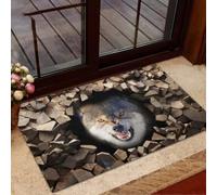 paillasson Exterieur Entree Tapis de Porte Cool Wolf à Base en Caoutchouc