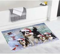 paillasson Exterieur Entree Tapis de Porte de Noël avec des Border Collies et des Chiens Qui courent