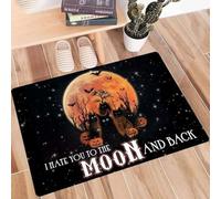 paillasson Exterieur Entree Tapis de Porte d'halloween « Chat, Je Te hais jusqu'à la Lune et Retour »