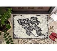 paillasson Exterieur Entree Tapis de Porte Face Off Hockey