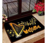 paillasson Exterieur Entree Tapis de Porte « Harpe de Bienvenue » pour Les Amateurs de Harpe, Cadeau pour Un ami