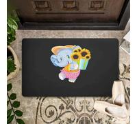 paillasson Exterieur Entree Tapis de Porte Humoristique avec éléphant et Tournesol pour Les Amoureux des éléphants
