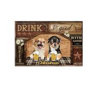 paillasson Exterieur Entree Tapis de Porte Humoristique « Boire de la bière avec Un Chihuahua » pour intérieur et extérieur
