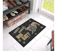 paillasson Exterieur Entree Tapis de Porte imprimé Bouledogue français « Knock Who Dat »