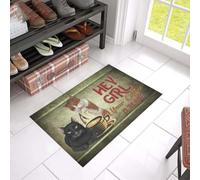 paillasson Exterieur Entree Tapis de Porte imprimé « Chat et café prêts »