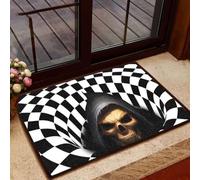 paillasson Exterieur Entree Tapis de Porte Incroyable avec crâne et Faucheuse