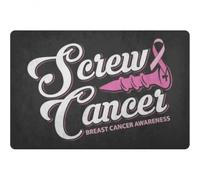 paillasson Exterieur Entree Tapis de Porte intérieur et extérieur « Screw Cancer » pour la Sensibilisation au Cancer