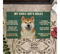 paillasson Exterieur Entree Tapis de Porte « Les règles de Mon Shiba Inu pour Les Amoureux des Chiens