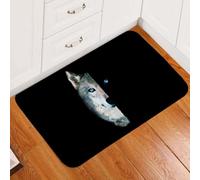 paillasson Exterieur Entree Tapis de Porte Loup Noir à 2 Faces