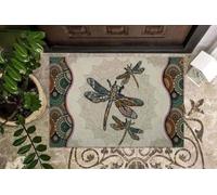 paillasson Exterieur Entree Tapis de Porte Motif Mandala Libellule, pour Une Pendaison de crémaillère ou Une Nouvelle Maison, pour la Famille et Les Amis.