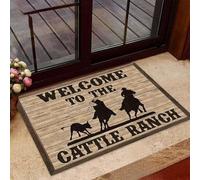 paillasson Exterieur Entree Tapis de Porte personnalisé « Bienvenue au Ranch » avec Lasso