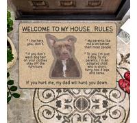 paillasson Exterieur Entree Tapis de Porte Pitbull « Bienvenue chez Moi » - Règles - Cadeau - Décoration