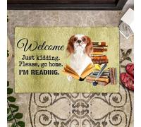 paillasson Exterieur Entree Tapis de Porte pour Chien Cavalier King Charles Spaniel « Je lis »