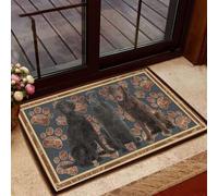 paillasson Exterieur Entree Tapis de Porte pour Chien Flat Coated Retriever avec Motif de Patte de Fleur
