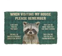 paillasson Exterieur Entree Tapis de Porte pour Chien - Veuillez Respecter Les règles concernant Les ratons laveurs - Tapis de Porte personnalisé