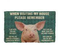paillasson Exterieur Entree Tapis de Porte pour Chien - Veuillez Respecter Les règles de la Maison concernant Les cochons - Tapis de Porte personnalisé