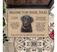 paillasson Exterieur Entree Tapis de Porte Retriever « Bienvenue chez Moi » - Règles de la Maison - Décoration Cadeau