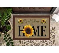 paillasson Exterieur Entree Tapis de Porte rigolos avec Un Tournesol Qui bénit Notre Maison, Notre Famille et nos Amis