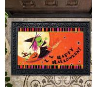 paillasson Exterieur Entree Tapis de Porte sorcière Halloween Balai de sorcière