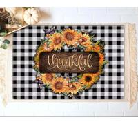 paillasson Exterieur Entree Tapis de Porte Sunflower Wearth « Merci », Tapis de Bienvenue, Tapis de Porte à Carreaux Buffalo pour Thanksgiving, Cadeau pour Les Amis et la Famille