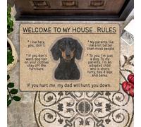 paillasson Exterieur Entree Tapis de Porte Teckel Bienvenue chez Moi Règles de la Maison Tapis de Porte imprimé