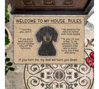paillasson Exterieur Entree Tapis de Porte Teckel Bienvenue dans ma Maison Règles