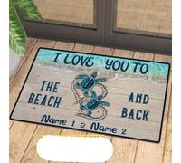 paillasson Exterieur Entree Tapis de Porte « Tortue Marine, Je t'aime jusqu'à la Plage et Retour »