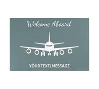 paillasson Exterieur Entree Tapis de Porte Vert Clair personnalisé « Bienvenue à Bord » en Forme d'avion