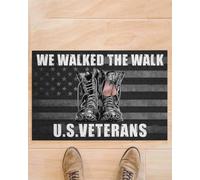paillasson Exterieur Entree Tapis de Porte « We Walk The Walk » pour vétérans américains, Cadeau pour Un ami vétéran