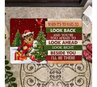 paillasson Exterieur Entree Tapis de Porte Yorkshire Terrier de Noël Regardez Juste à côté de Vous