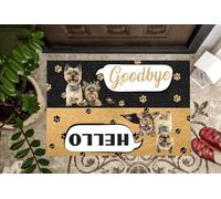 paillasson Exterieur Entree Tapis de Porte Yorkshire Terriers « Dites Bonjour au Revoir »