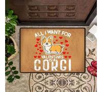 paillasson Exterieur Entree Tout ce Que Je Veux pour la Saint-Valentin, C'est Un Corgi. Paillasson de Bienvenue Facile à Nettoyer.