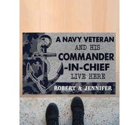 paillasson Exterieur Entree Un Ancien de la Marine et Son Commandant en Chef vivent Ici (paillasson)