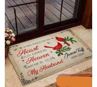 paillasson Exterieur Entree Une Grande Partie de Mon cœur VIT au Ciel. Il est Mon Mari. Tapis de Porte en Caoutchouc imprimé sur Toute la Surface.